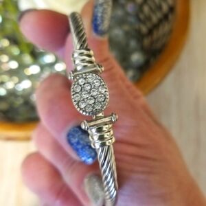 Perfect silver bracelet with rhinestones